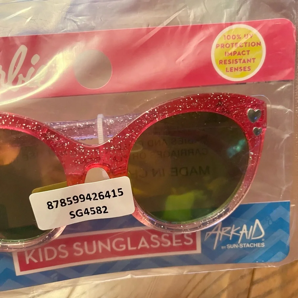 NWT Barbie Pink Tinted Glitter Girl’s Sunglasses